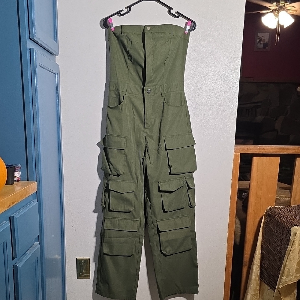 Women's Olive Utility Jumpsuit